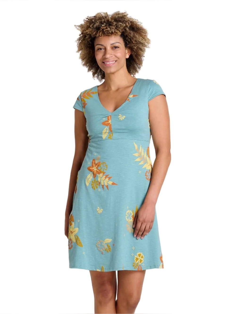 Toad & Co Rosemarie Short Sleeve Dress Leaf Print Size Medium